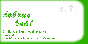 ambrus vohl business card